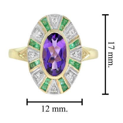2.40ct Amethyst Emerald and Diamond Dress Ring