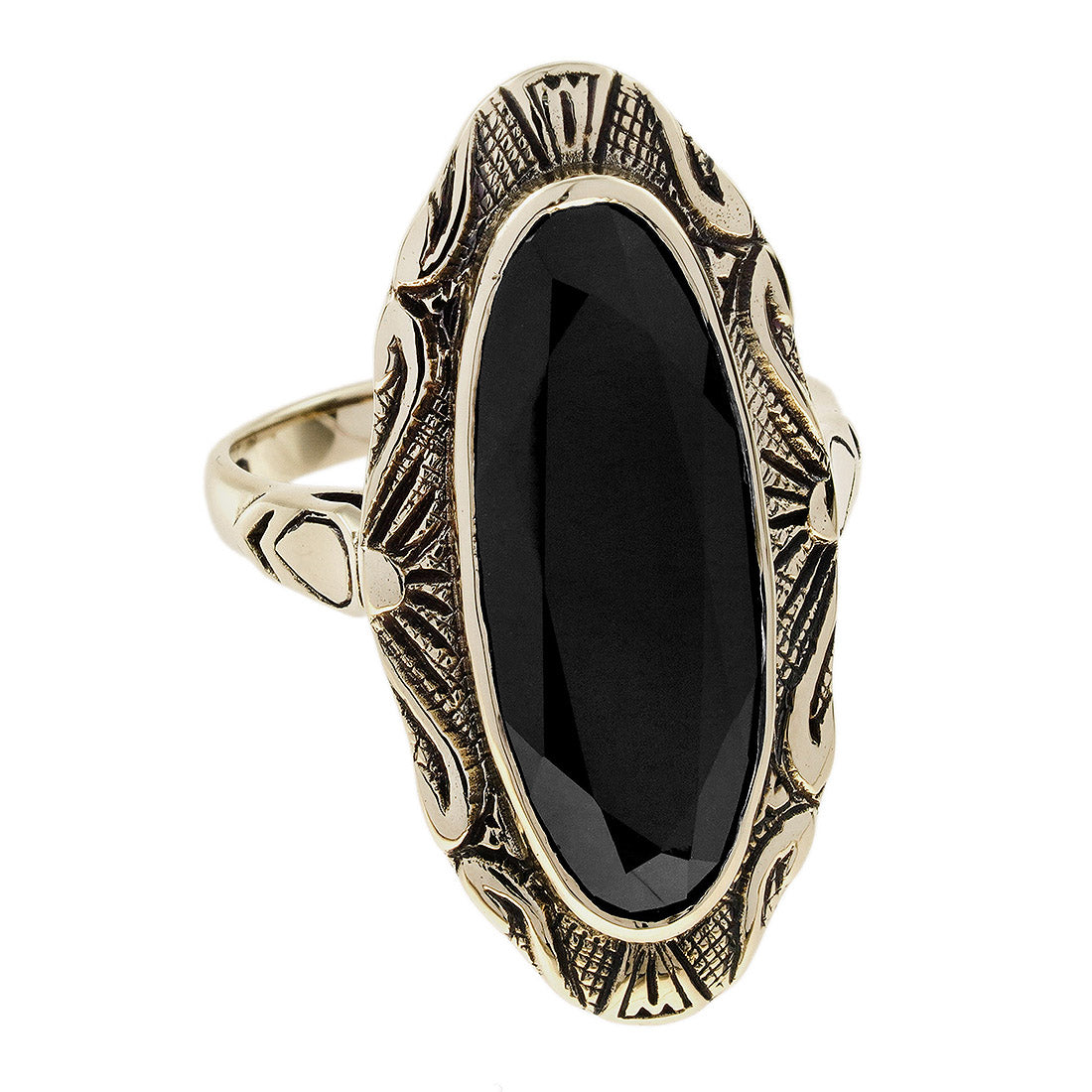 Oval Onyx Cocktail Ring in 14ct Gold