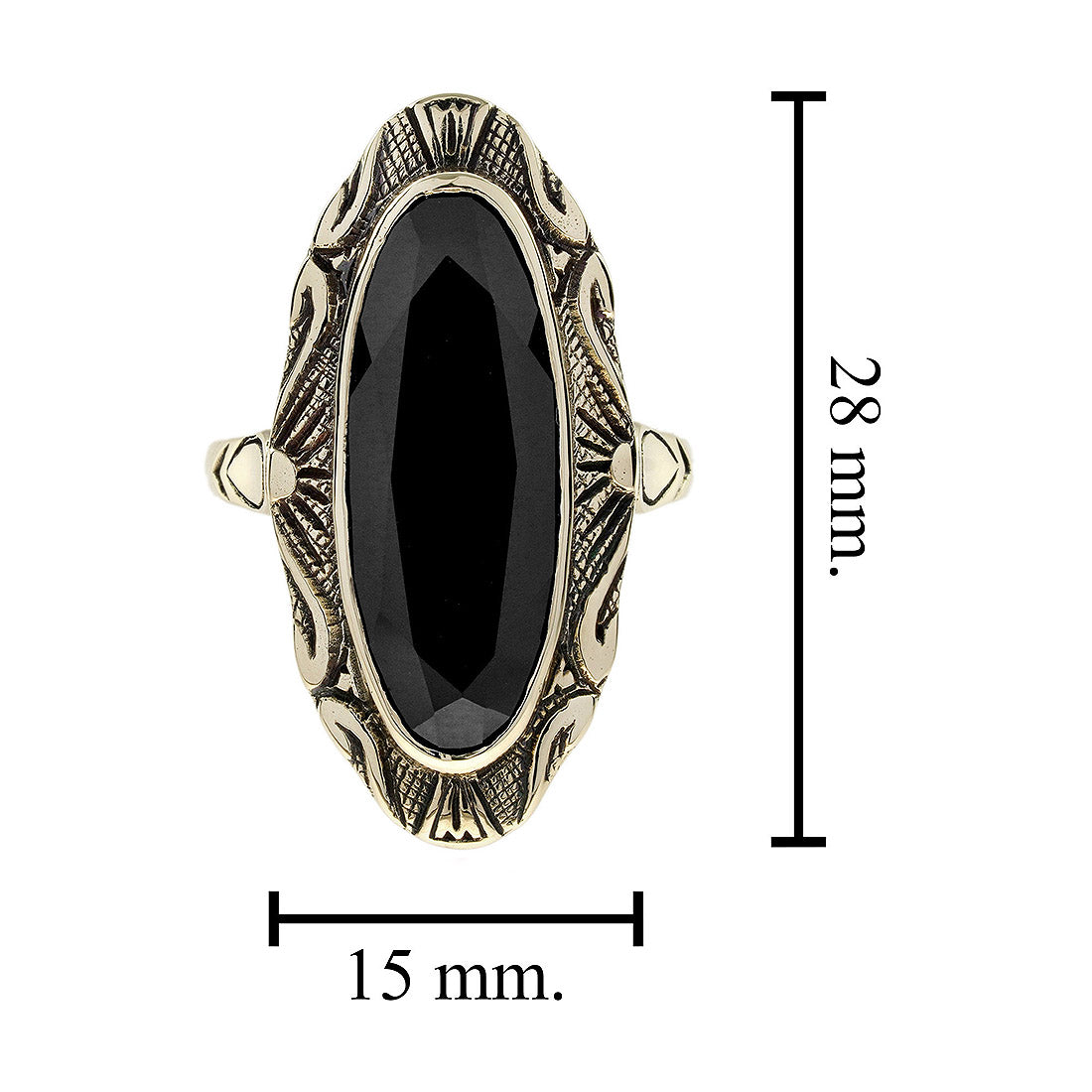 Oval Onyx Cocktail Ring in 14ct Gold