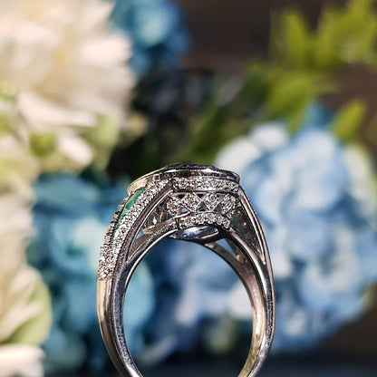 4.47ct Ceylon Sapphire with Emerald and Diamond Cluster Ring