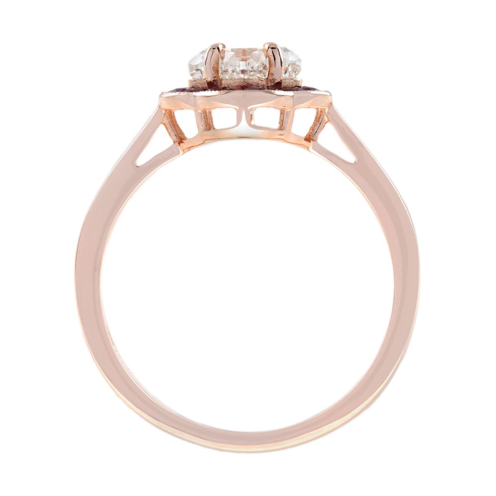 GIA Certified 1.01ct Lilly Cut Diamond and Ruby Quatrefoil Cluster Engagement Ring