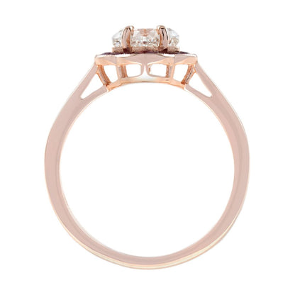 GIA Certified 1.01ct Lilly Cut Diamond and Ruby Quatrefoil Cluster Engagement Ring