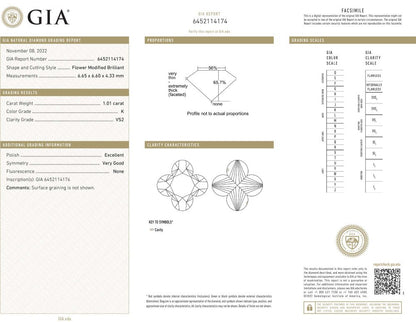 GIA Certified 1.01ct Lilly Cut Diamond and Ruby Quatrefoil Cluster Engagement Ring