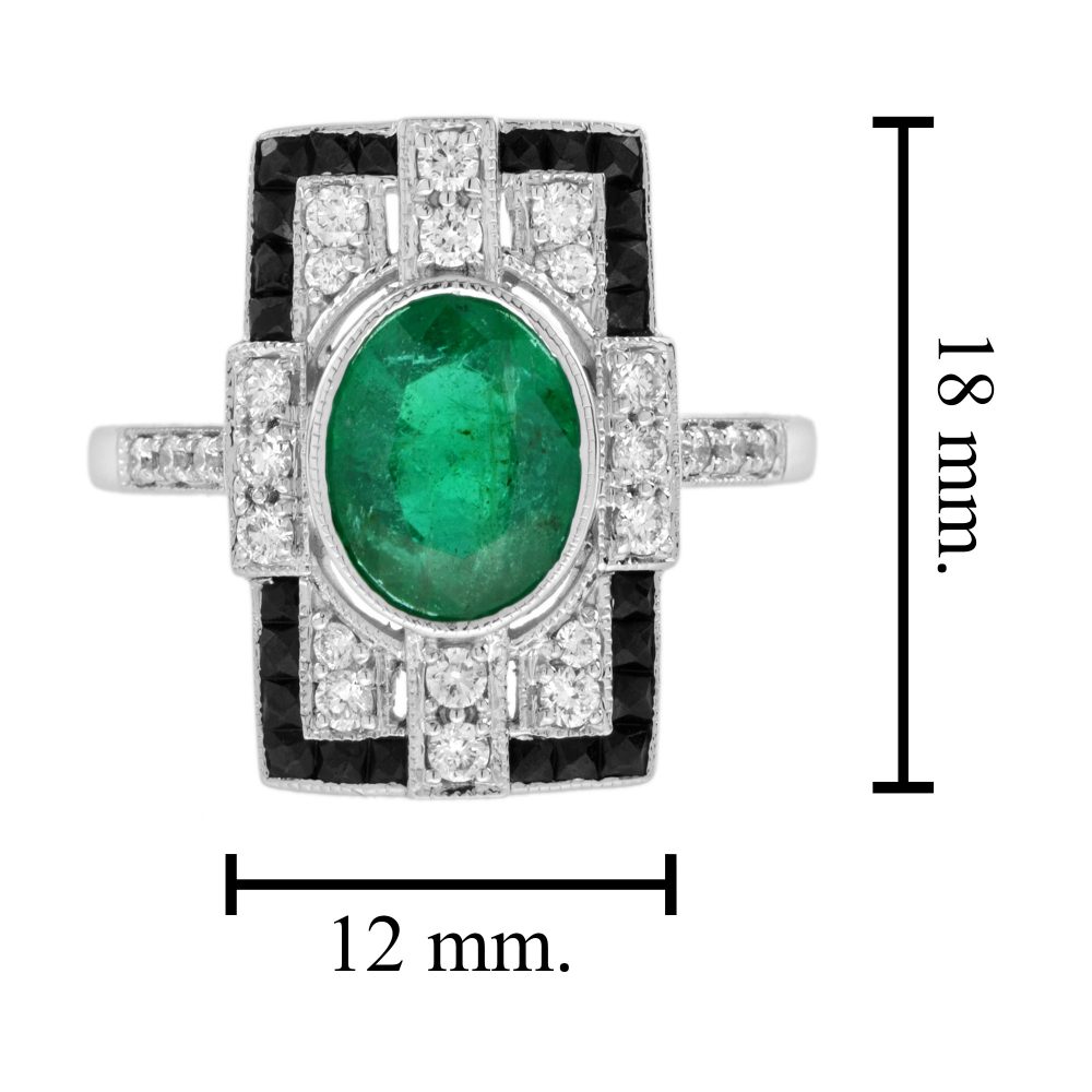 1.80ct. Emerald Diamond and Black Onyx Cluster Plaque Ring