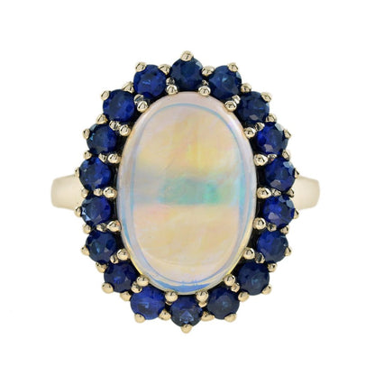 3.43ct Opal and Sapphire Cluster Dress Ring