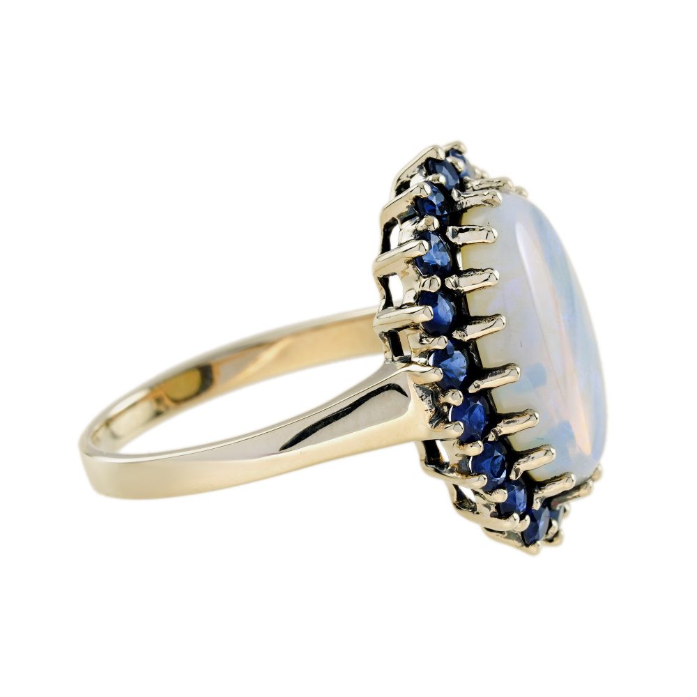 3.43ct Opal and Sapphire Cluster Dress Ring