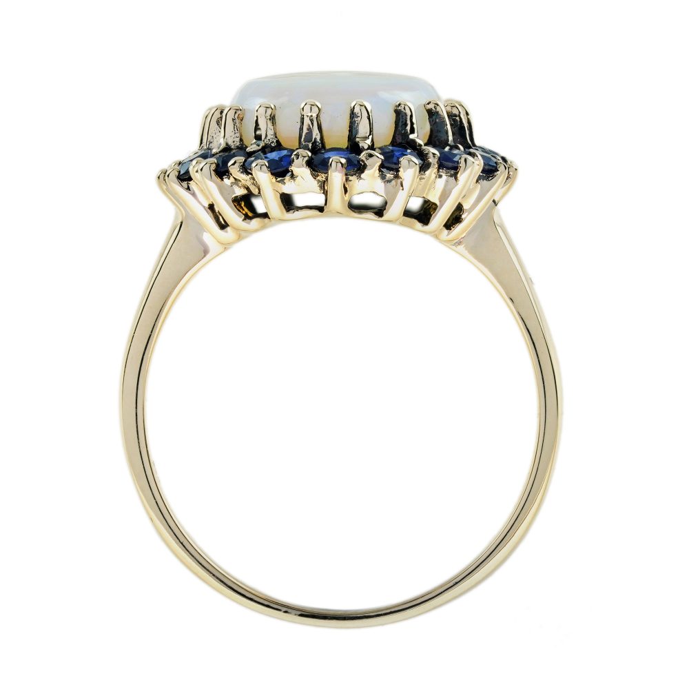 3.43ct Opal and Sapphire Cluster Dress Ring