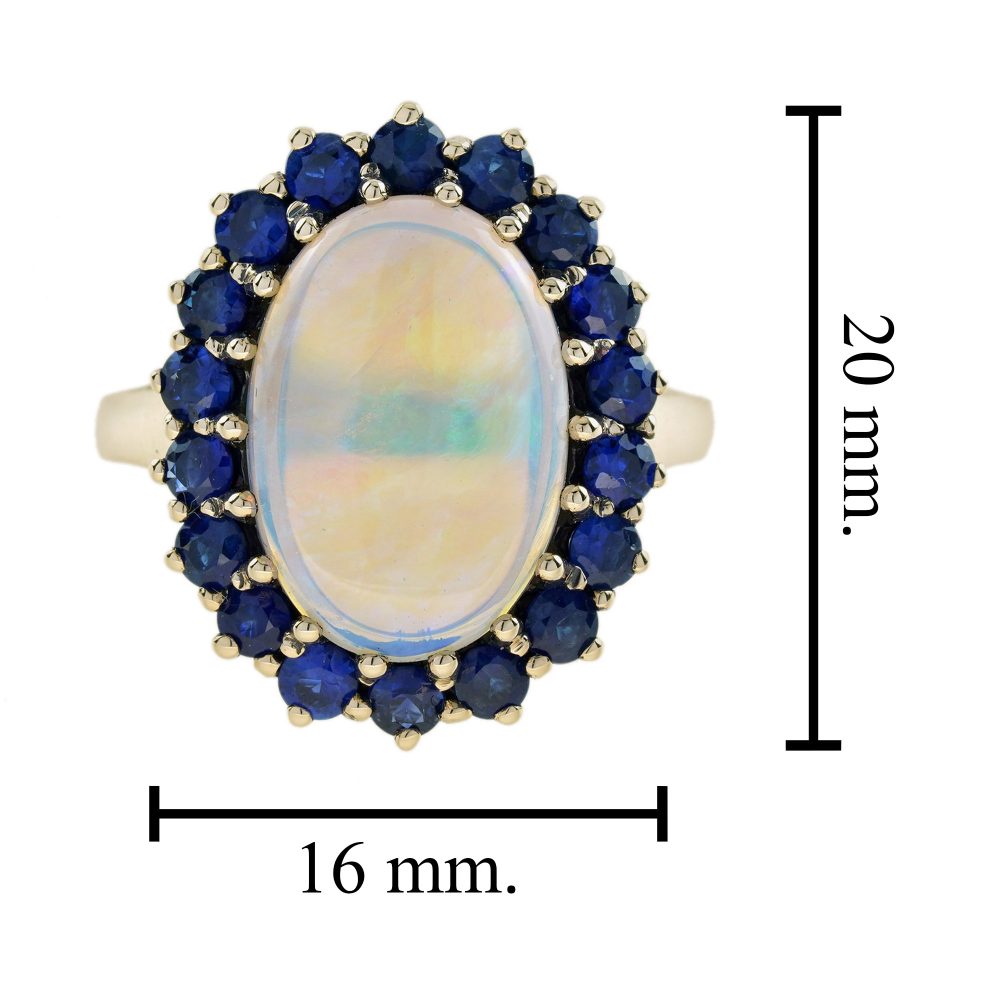 3.43ct Opal and Sapphire Cluster Dress Ring