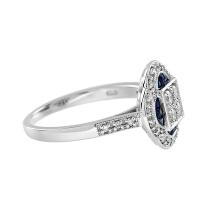 Diamond and Sapphire Floral Cluster Engagement Ring