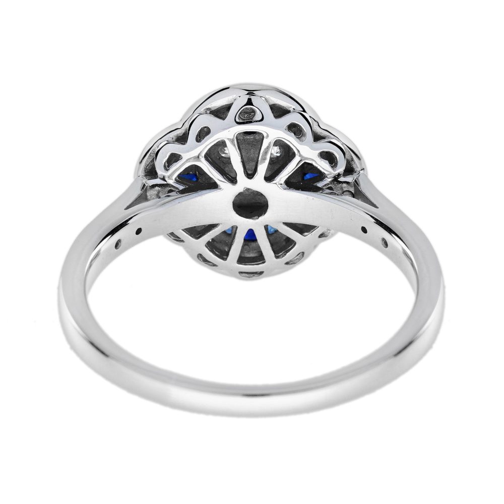 Diamond and Sapphire Floral Cluster Engagement Ring