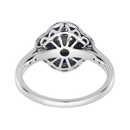 Diamond and Sapphire Floral Cluster Engagement Ring