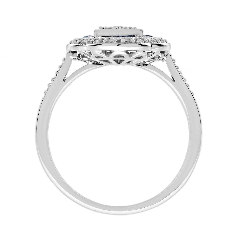 Diamond and Sapphire Floral Cluster Engagement Ring