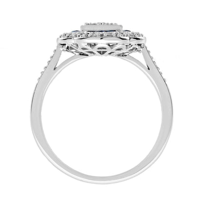 Diamond and Sapphire Floral Cluster Engagement Ring