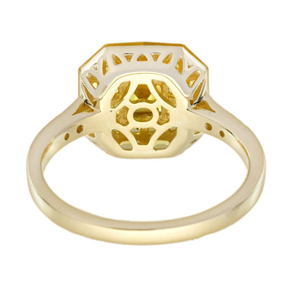 Illusion Set Yellow Sapphire Cluster Solitaire Engagement Ring