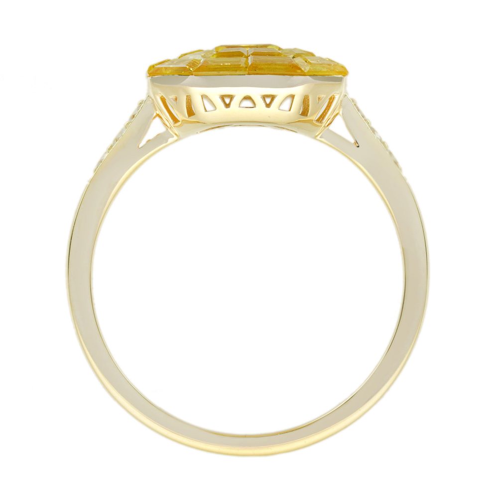 Illusion Set Yellow Sapphire Cluster Solitaire Engagement Ring