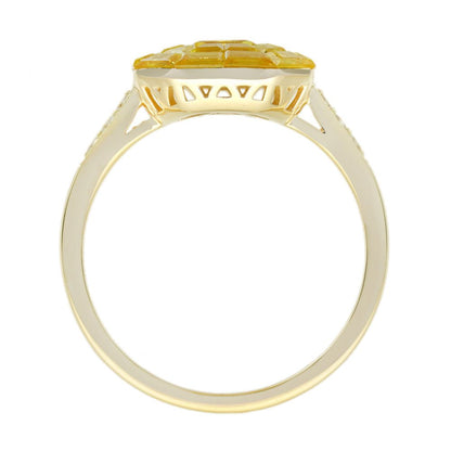 Illusion Set Yellow Sapphire Cluster Solitaire Engagement Ring