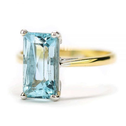 Vintage 2.91ct Aquamarine Solitaire 18ct Yellow Gold Dress Ring