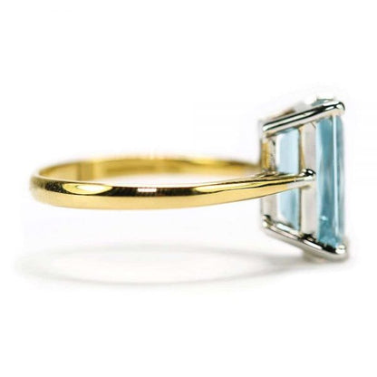 Vintage 2.91ct Aquamarine Solitaire 18ct Yellow Gold Dress Ring
