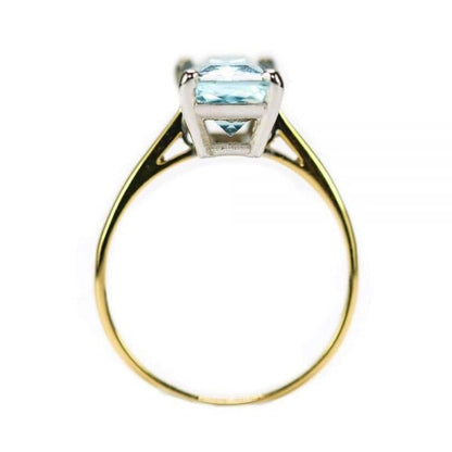 Vintage 2.91ct Aquamarine Solitaire 18ct Yellow Gold Dress Ring