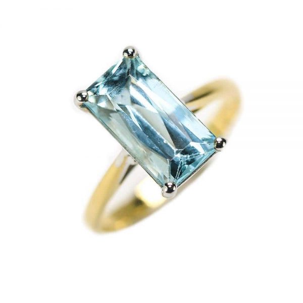 Vintage 2.91ct Aquamarine Solitaire 18ct Yellow Gold Dress Ring
