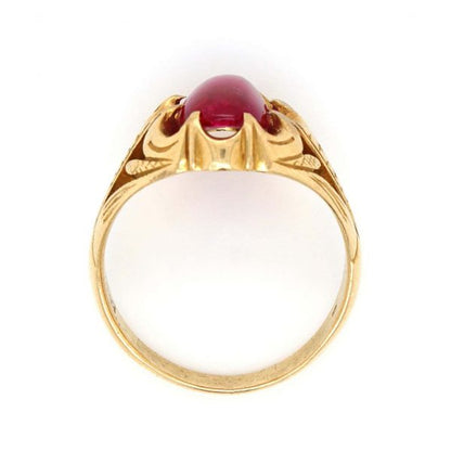 Antique Victorian Natural Burmese Star Ruby Cabochon 22ct Gold Signet Ring