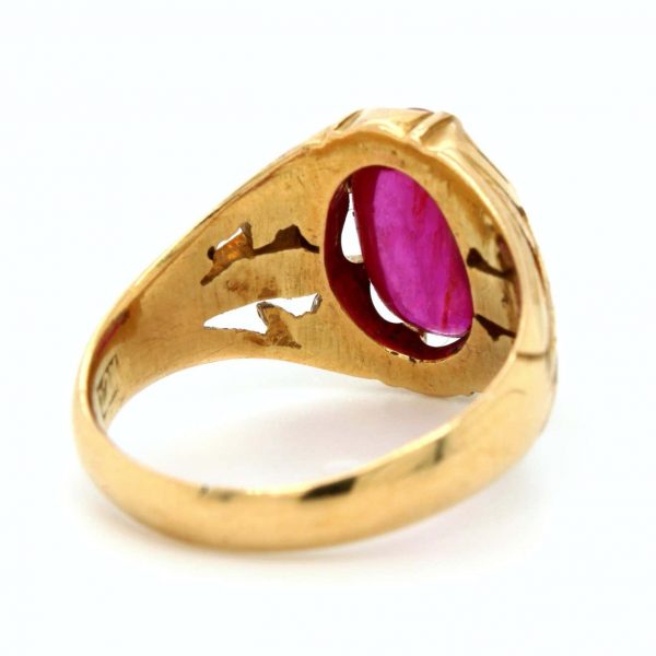 Antique Victorian Natural Burmese Star Ruby Cabochon 22ct Gold Signet Ring