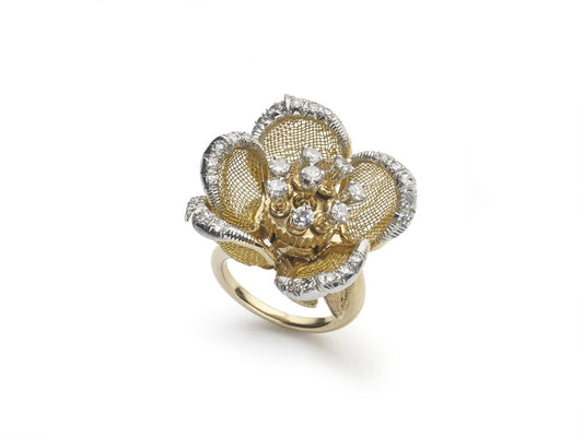 Vintage Gold Mesh Flower Ring