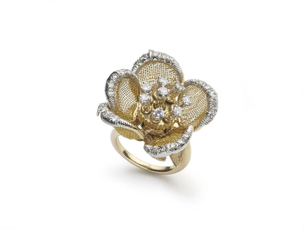 Vintage Gold Mesh Flower Ring