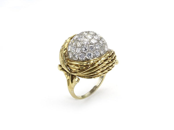 Vintage Diamond Gold Bombe Ring