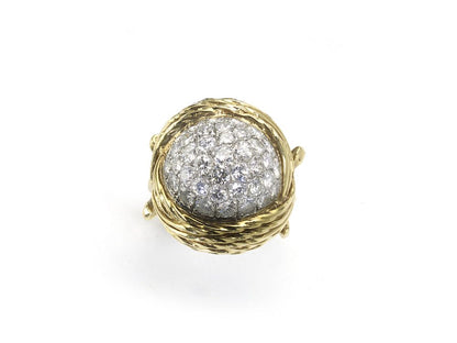 Vintage Diamond Gold Bombe Ring