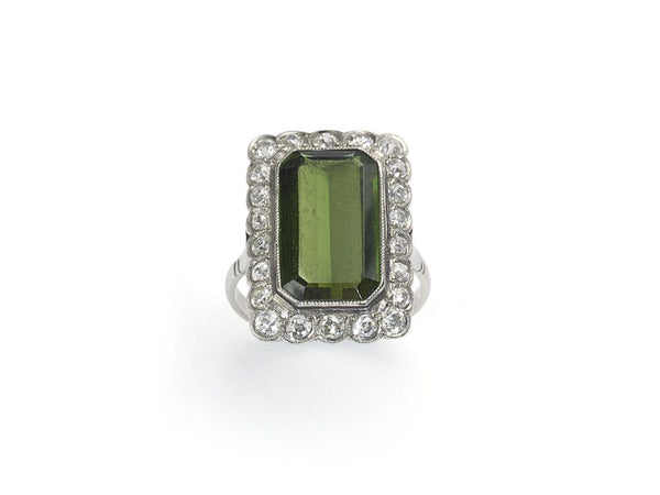 Vintage Tourmaline & Diamond Cluster Ring