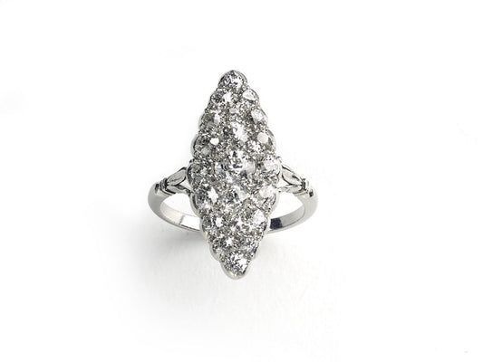 Antique Edwardian Diamond Platinum Cluster Ring
