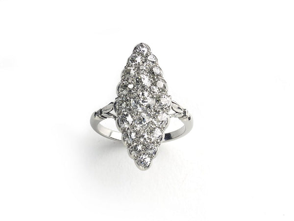 Antique Edwardian Diamond Platinum Cluster Ring