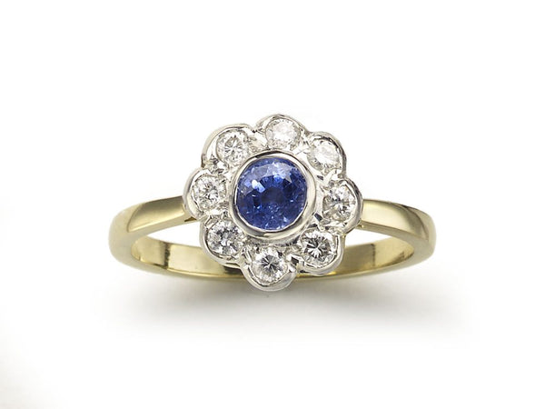Sapphire & Diamond Cluster Ring