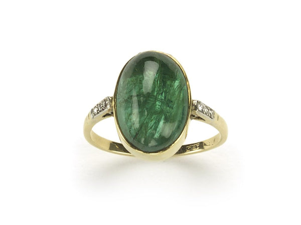 Art Deco Cabochon Cut Emerald Ring 1930's