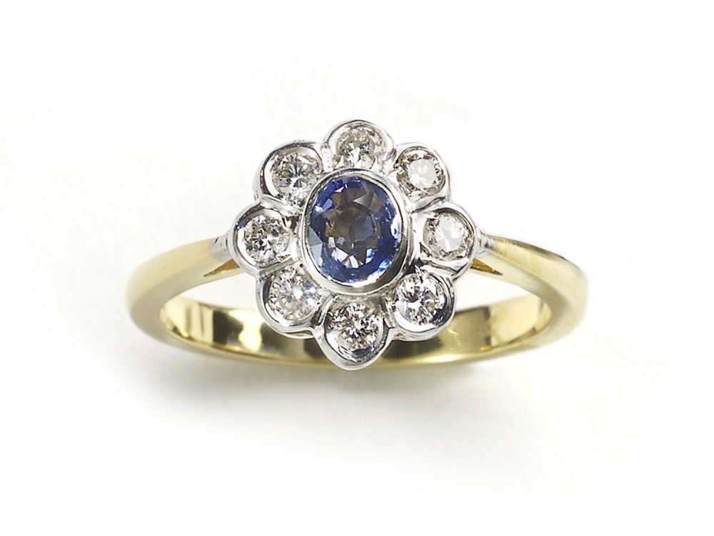 Sapphire & Diamond Cluster Ring