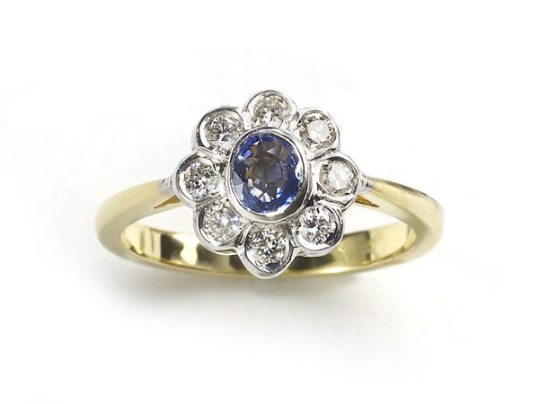 Sapphire & Diamond Cluster Ring