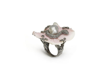 Conch Shell Flower and Snake Ring
