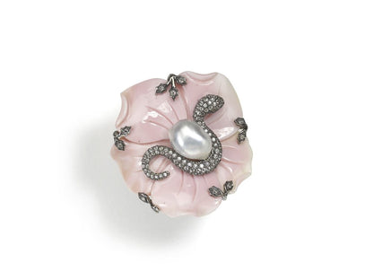 Conch Shell Flower and Snake Ring