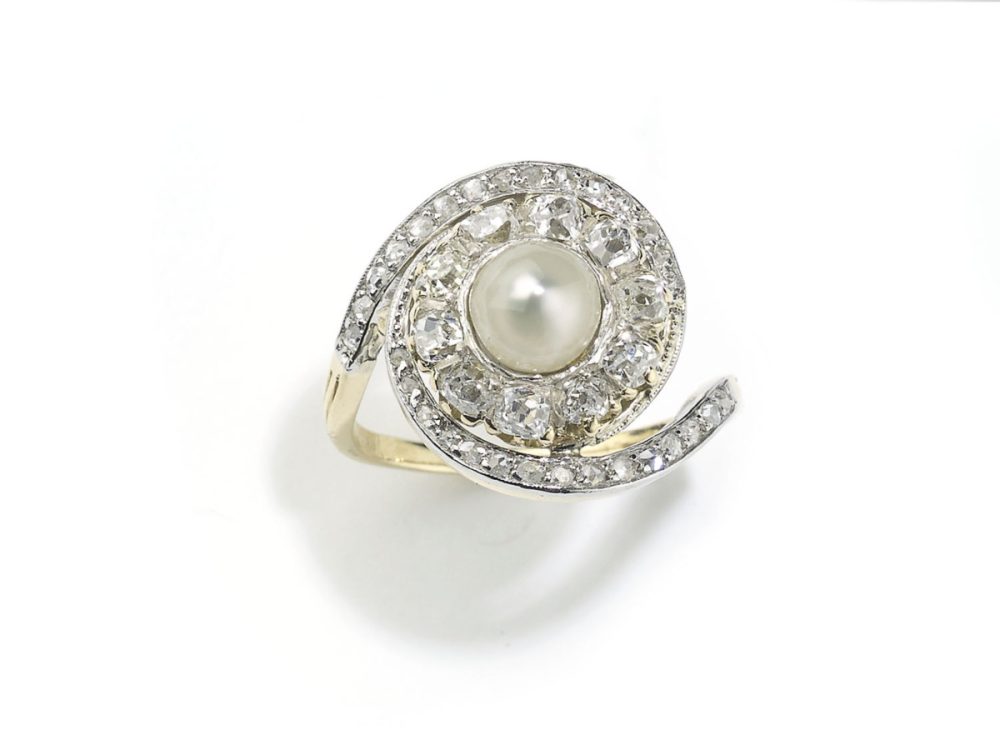 Antique Edwardian Pearl & Diamond Ring