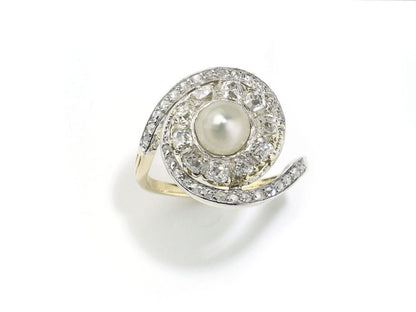 Antique Edwardian Pearl & Diamond Ring