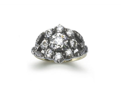 Old European Cut Diamond Cluster Ring