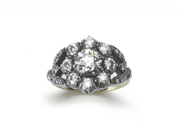 Old European Cut Diamond Cluster Ring