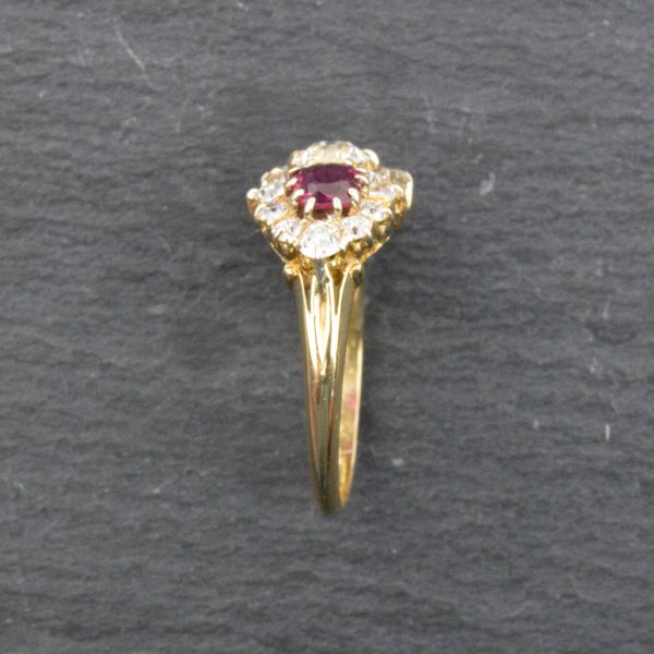Antique Victorian Ruby and Diamond Fancy Cluster Ring, 18ct Gold