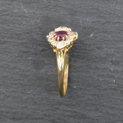Antique Victorian Ruby and Diamond Fancy Cluster Ring, 18ct Gold