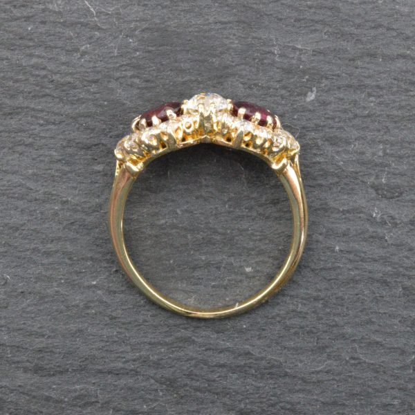 Antique Victorian Ruby and Diamond Fancy Cluster Ring, 18ct Gold
