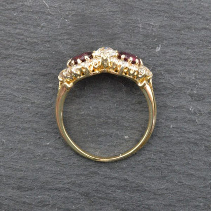 Antique Victorian Ruby and Diamond Fancy Cluster Ring, 18ct Gold