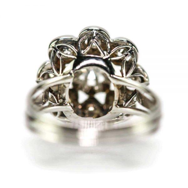 Vintage 0.80 Carat Diamond Floral Cluster Dome Ring 1960s 18ct White Gold