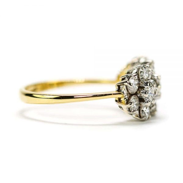 18ct Triple Daisy Flower Cluster 1.20ct Diamond Ring