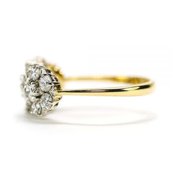 18ct Triple Daisy Flower Cluster 1.20ct Diamond Ring